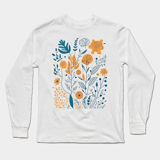 Bohemian Style Floral Shapes Long Sleeve T-Shirt by ElMass